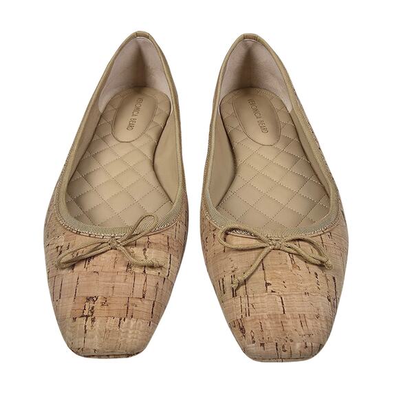 VERONICA BEARD WOMEN'S TAN BEATRIX CORK SKIMMER BALLET FLATS SIZE 6.5M SLIP-ON - Picture 1 of 13